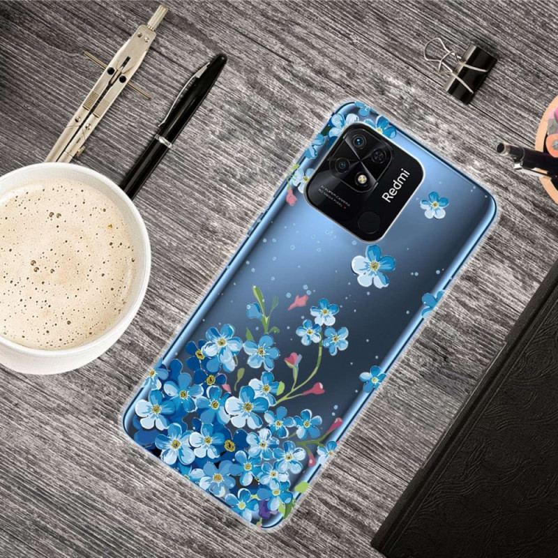 Capa Para Xiaomi Redmi 10C Flores Azuis Sem Costura