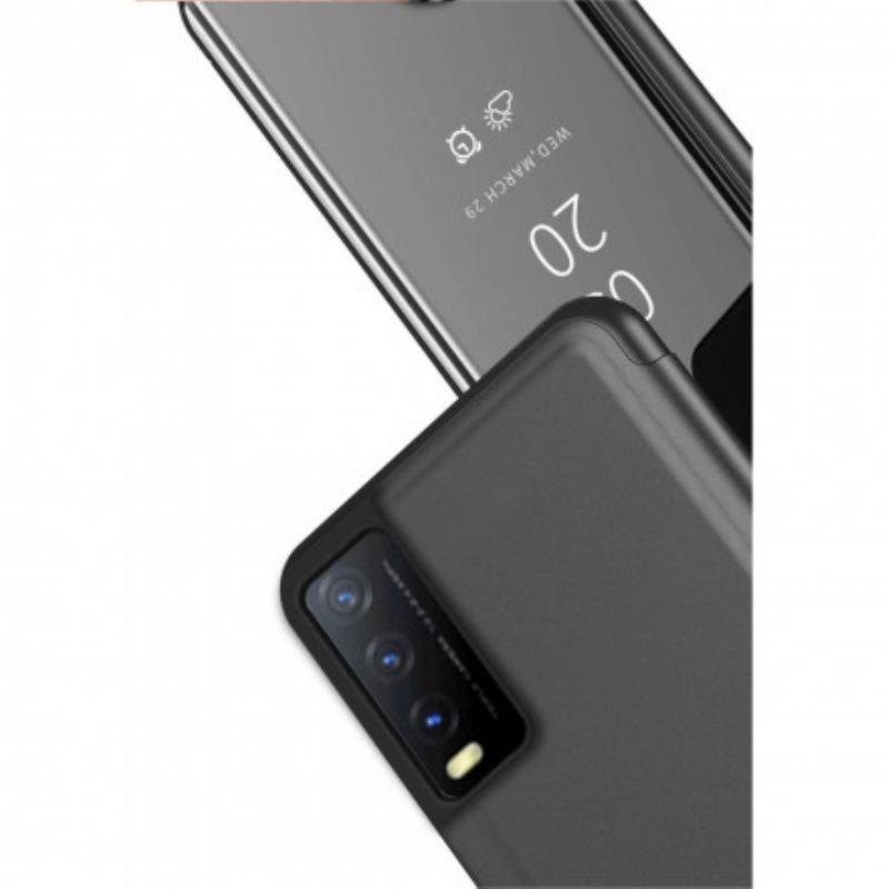 Capa De Celular Para Vivo Y20s Espelho E Couro Sintético
