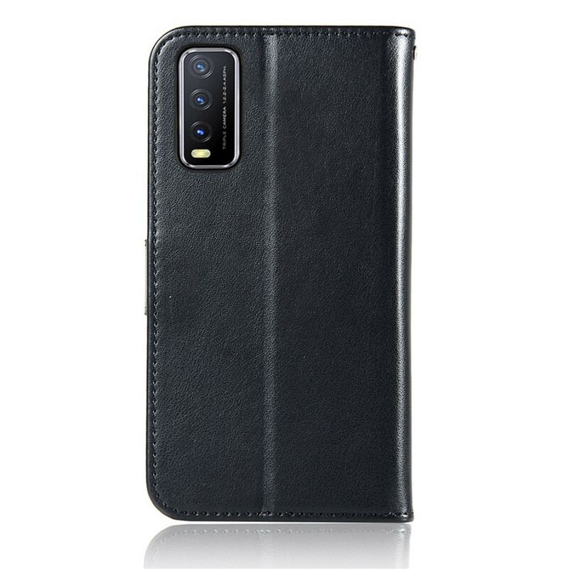 Capa Flip Para Vivo Y20s Coruja Apanhador De Sonhos Efeito Couro