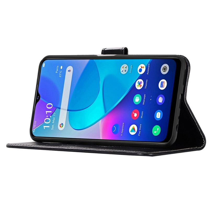 Capa Flip Para Vivo Y20s Coruja Apanhador De Sonhos Efeito Couro