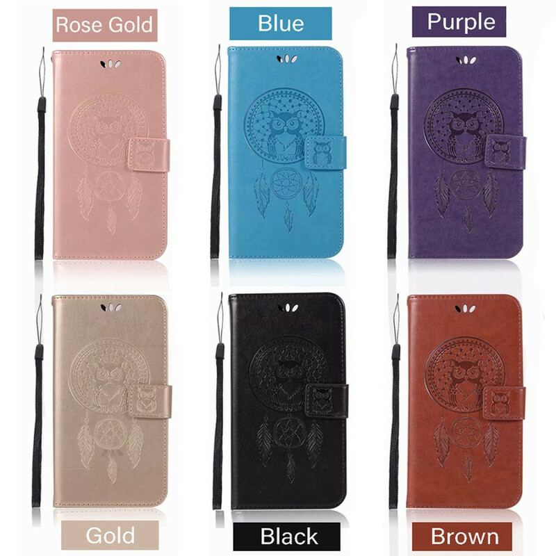 Capa Flip Para Vivo Y20s Coruja Apanhador De Sonhos Efeito Couro