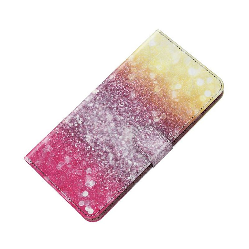 Capa De Couro Para Xiaomi Redmi 9T Gradiente Glitter Magenta