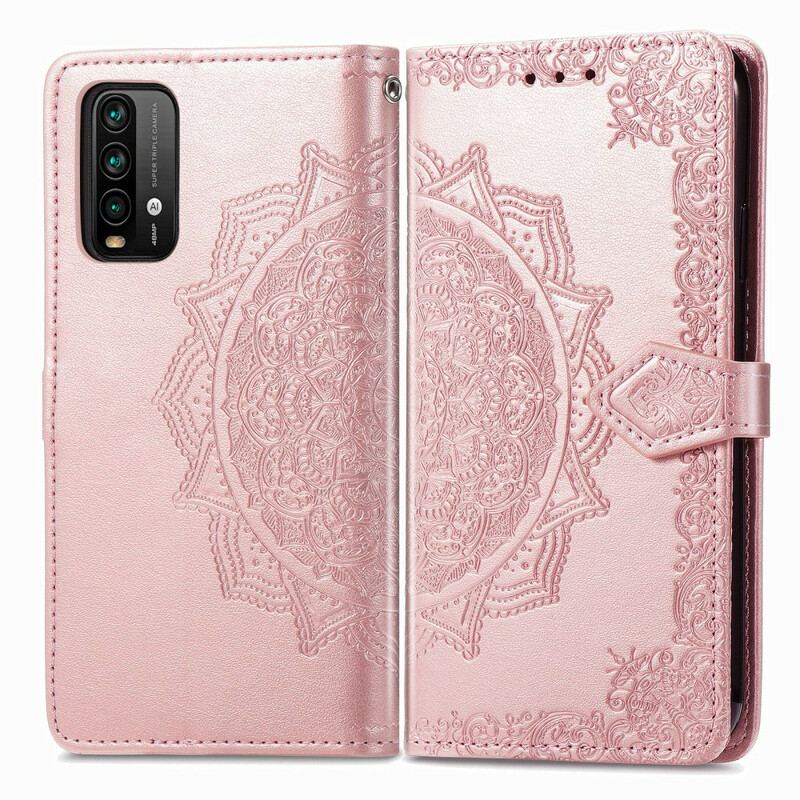 Capa De Couro Para Xiaomi Redmi 9T Mandala Idade Média