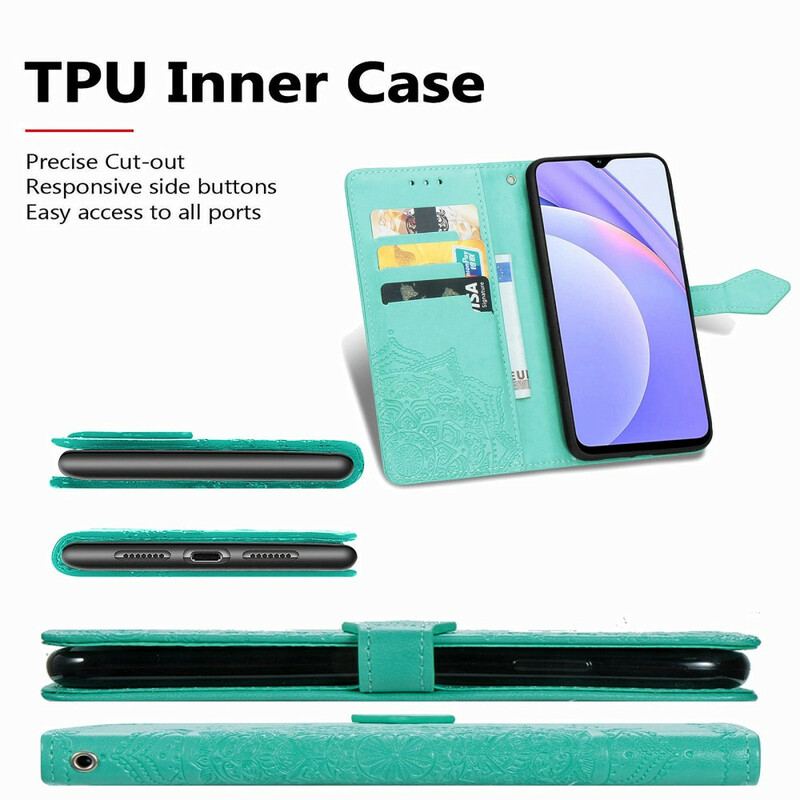 Capa De Couro Para Xiaomi Redmi 9T Mandala Idade Média