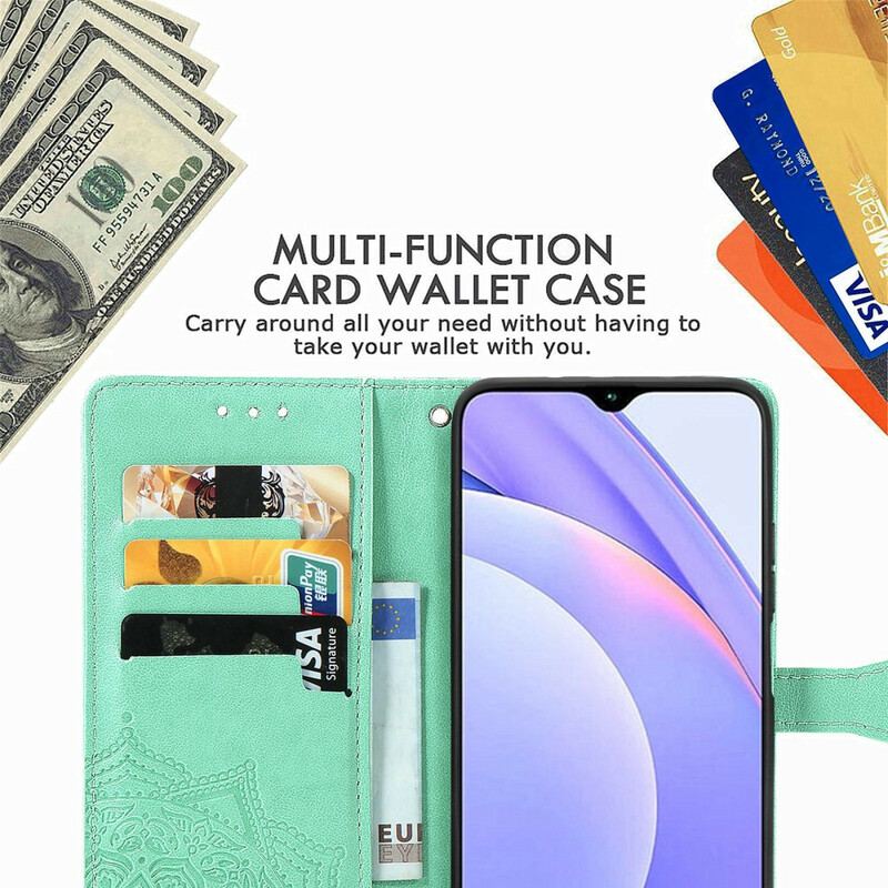 Capa De Couro Para Xiaomi Redmi 9T Mandala Idade Média