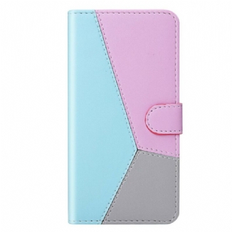Capa Em Pele Para Xiaomi Redmi 9T Efeito Couro Tricolor