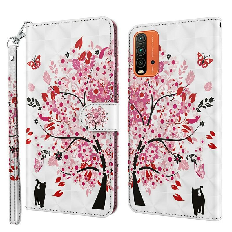 Capa Flip Para Xiaomi Redmi 9T Árvore Rosa