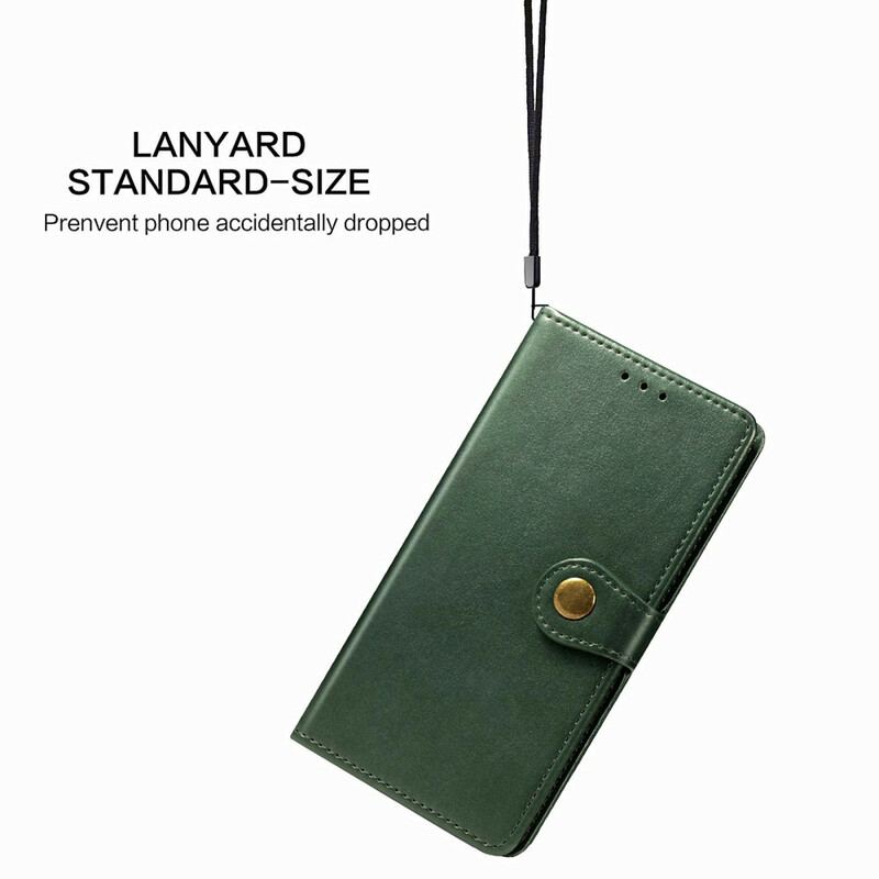 Capa Flip Para Xiaomi Redmi 9T Couro Falso E Fecho Vintage