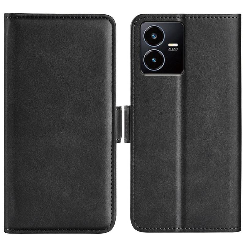 Capa De Couro Para Vivo Y35 Fecho Duplo