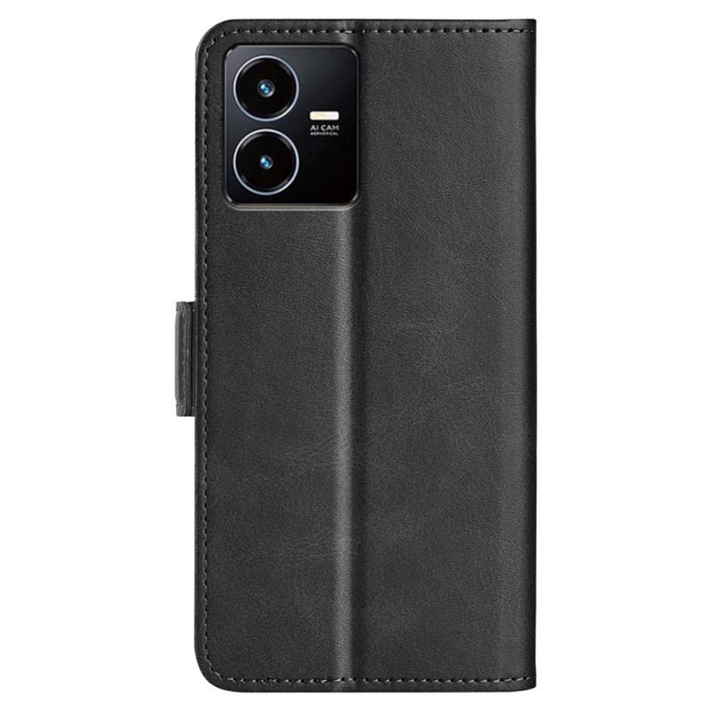 Capa De Couro Para Vivo Y35 Fecho Duplo