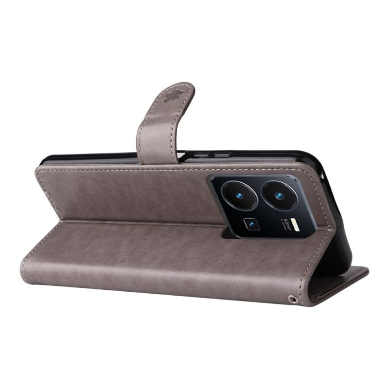 Capa Flip Para Vivo Y35 De Cordão Gato E Abelha Com Cordão