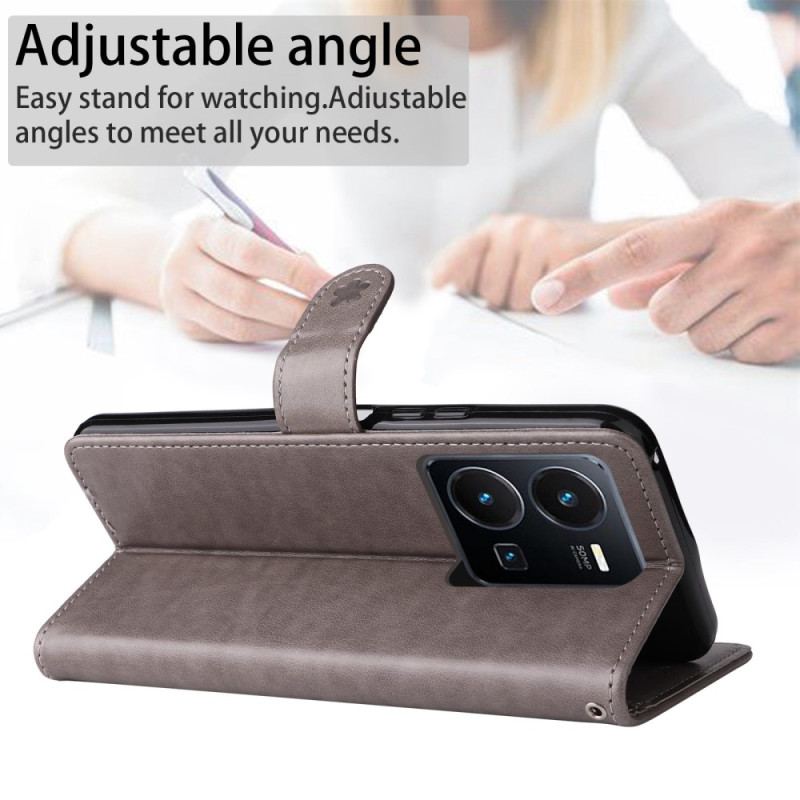 Capa Flip Para Vivo Y35 De Cordão Gato E Abelha Com Cordão