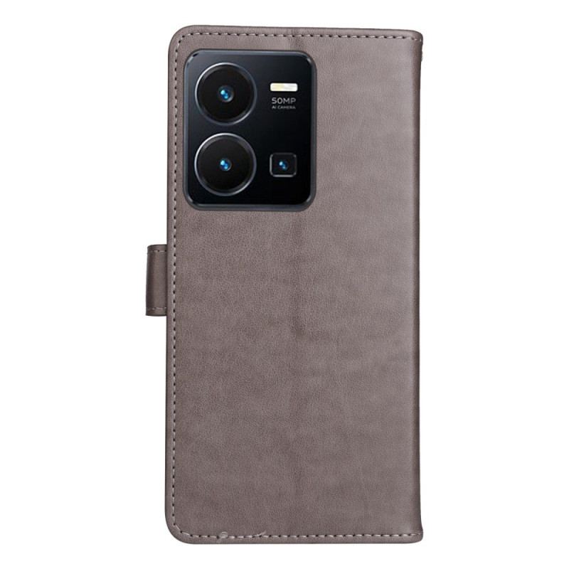 Capa Flip Para Vivo Y35 De Cordão Gato E Abelha Com Cordão