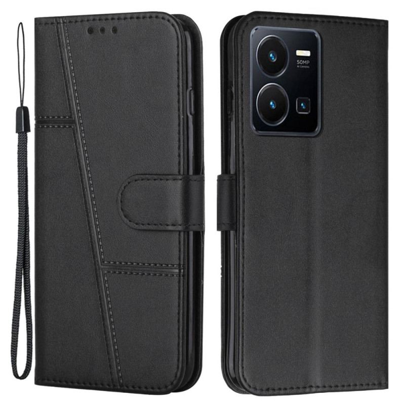 Capa Flip Para Vivo Y35 De Cordão Linhas Geométricas Listradas