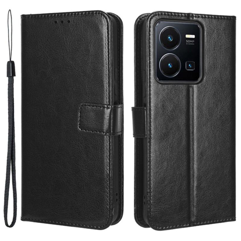 Capa Flip Para Vivo Y35 Couro Sintético