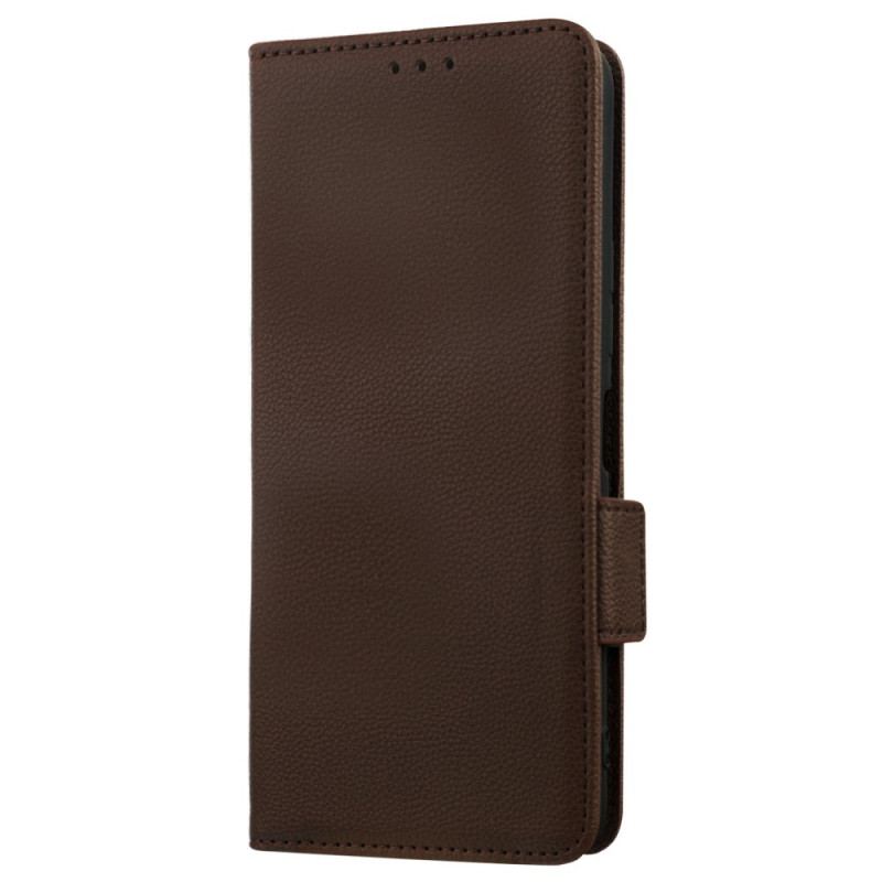Capa Folio Para Vivo Y35 Fecho Duplo De Lichia De Couro Falso