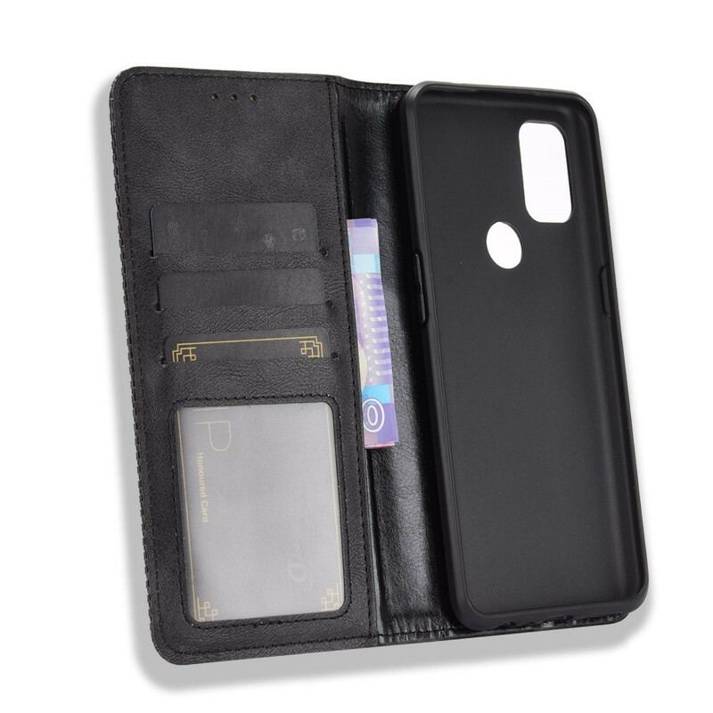 Capa De Celular Para OnePlus Nord N10 Flip Efeito Couro Vintage Estilizado