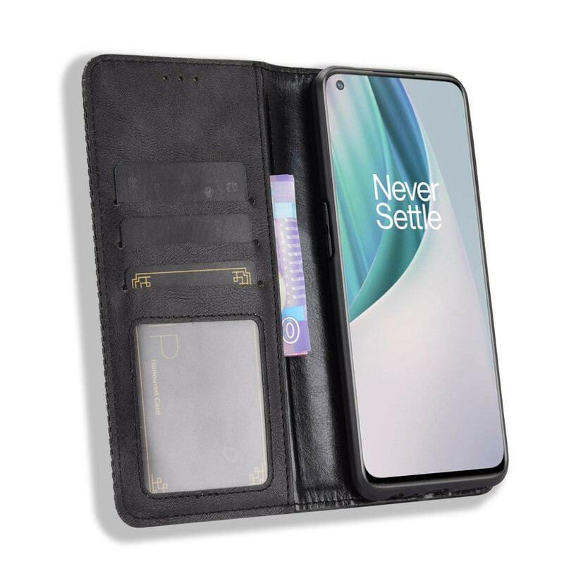 Capa De Celular Para OnePlus Nord N10 Flip Efeito Couro Vintage Estilizado