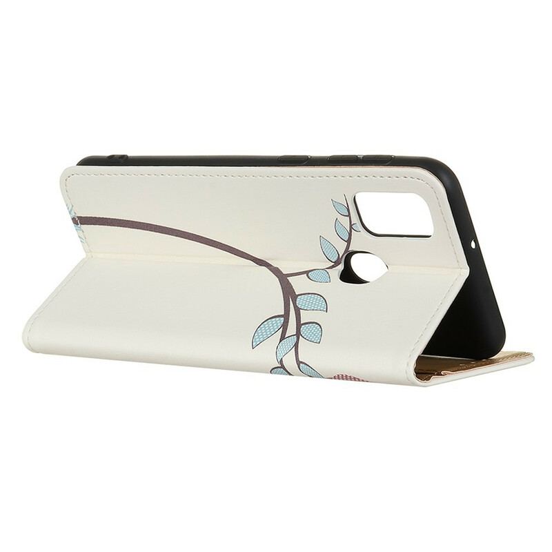 Capa Flip Para OnePlus Nord N10 Casal De Corujas Na Árvore