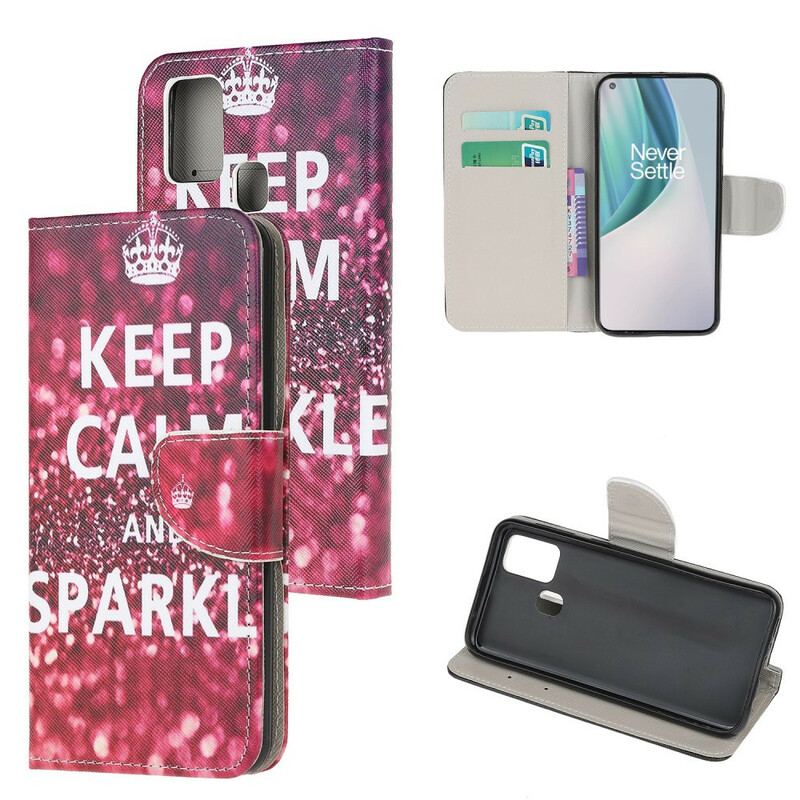 Capa Flip Para OnePlus Nord N10 Mantenha A Calma E Brilhe