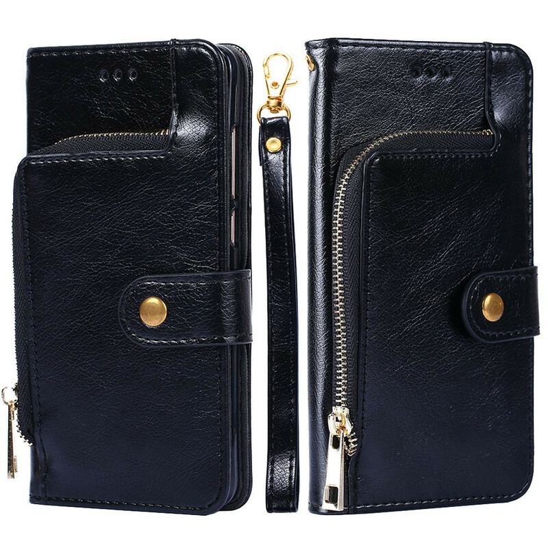 Capa Flip Para OnePlus Nord N10 Porta-moedas Frontal E Cordão