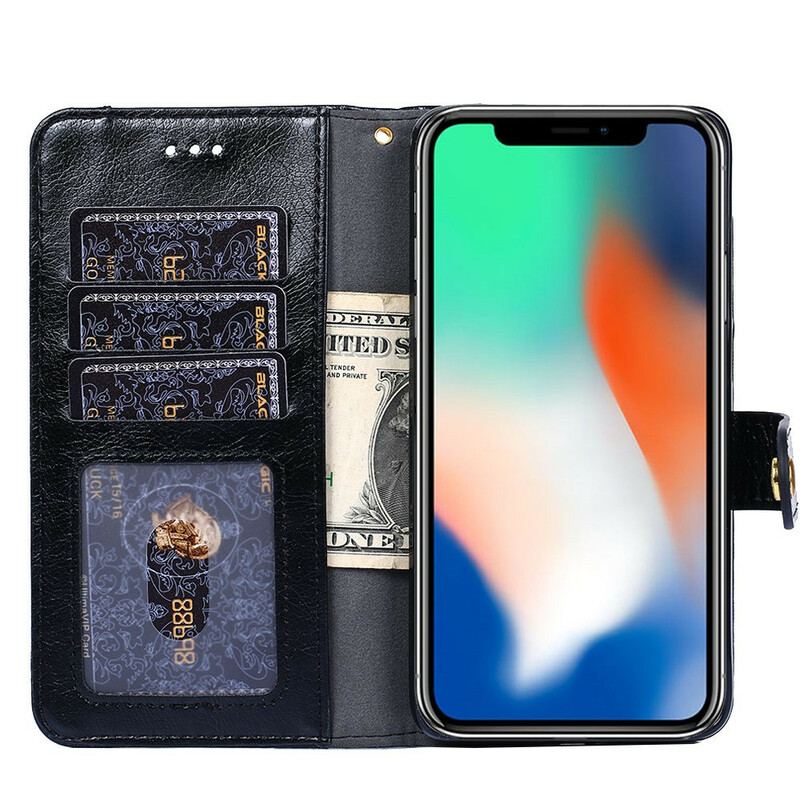 Capa Flip Para OnePlus Nord N10 Porta-moedas Frontal E Cordão