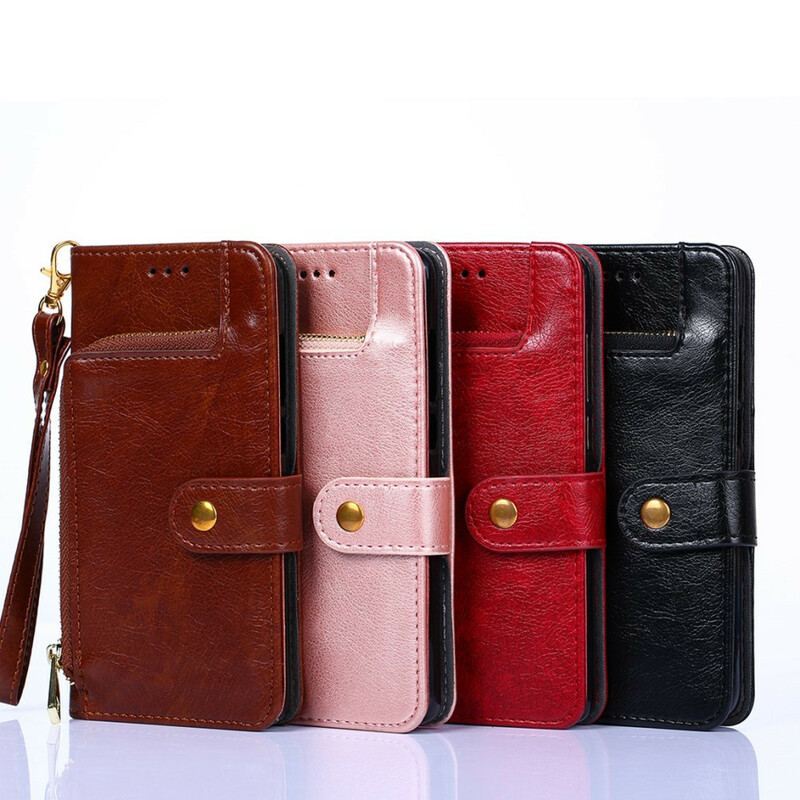 Capa Flip Para OnePlus Nord N10 Porta-moedas Frontal E Cordão