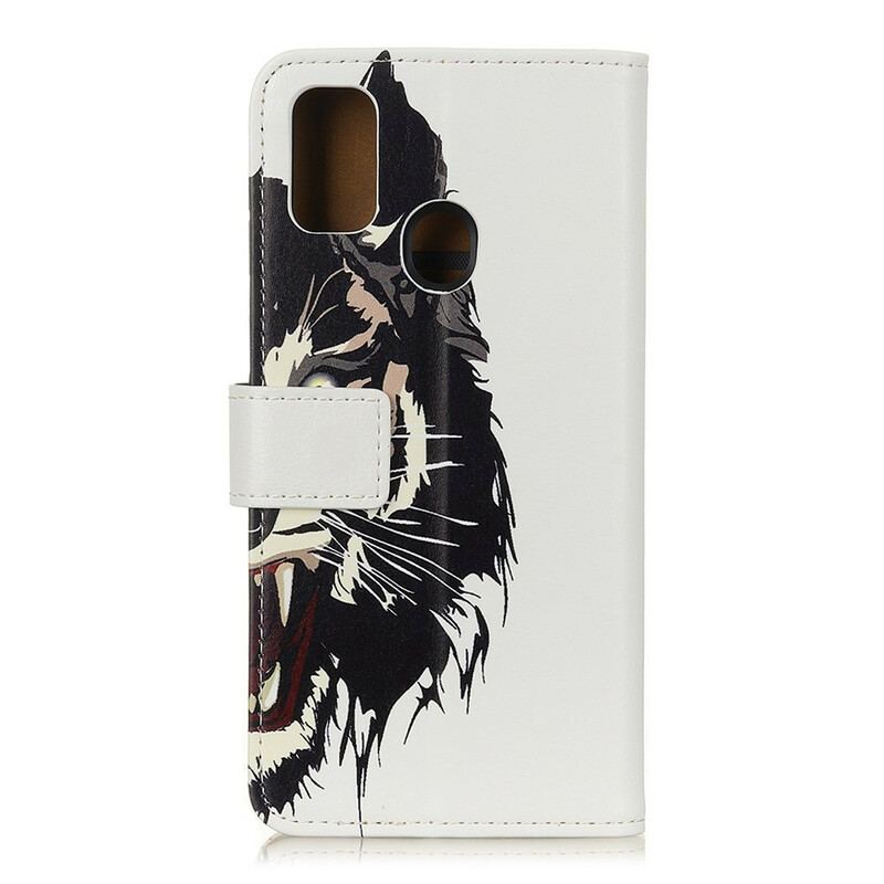Capa Flip Para OnePlus Nord N10 Tigre Feroz