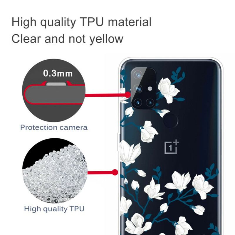 Capa Para OnePlus Nord N10 Flores Brancas