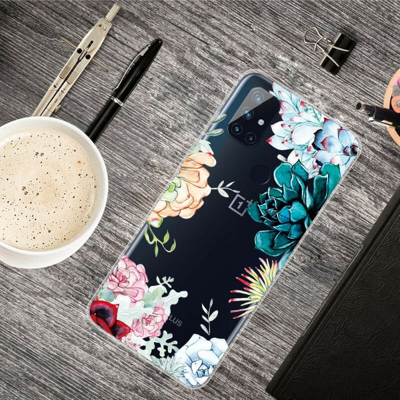 Capa Para OnePlus Nord N10 Flores Em Aquarela Sem Costura
