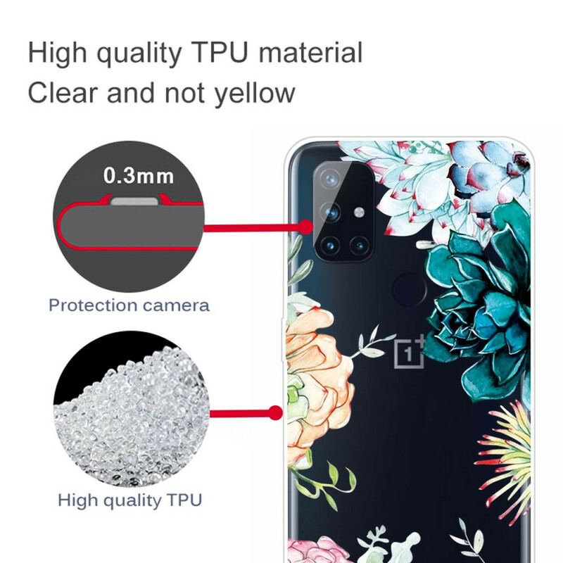 Capa Para OnePlus Nord N10 Flores Em Aquarela Sem Costura