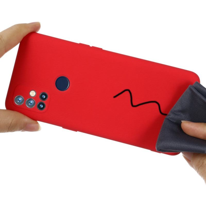 Capa Para OnePlus Nord N10 Silicone Líquido Com Cordão