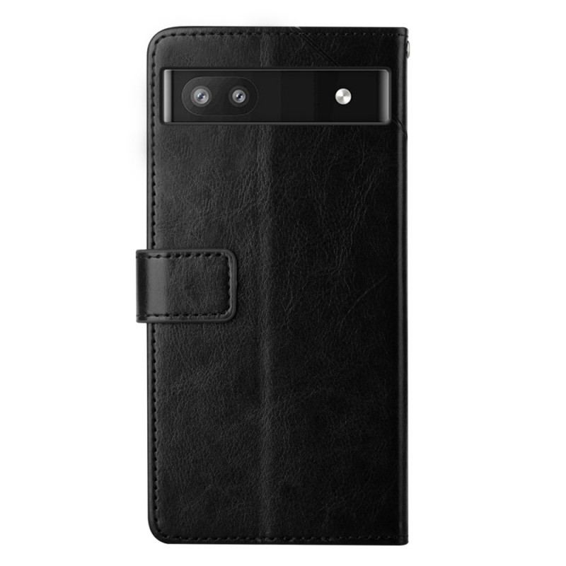 Capa De Couro Para Google Pixel 6A De Cordão Design Y Strappy