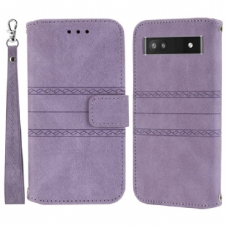 Capa De Couro Para Google Pixel 6A Friso E Cinta