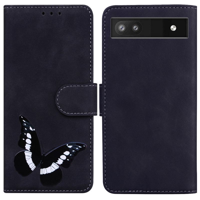 Capa Em Pele Para Google Pixel 6A Borboleta Unida