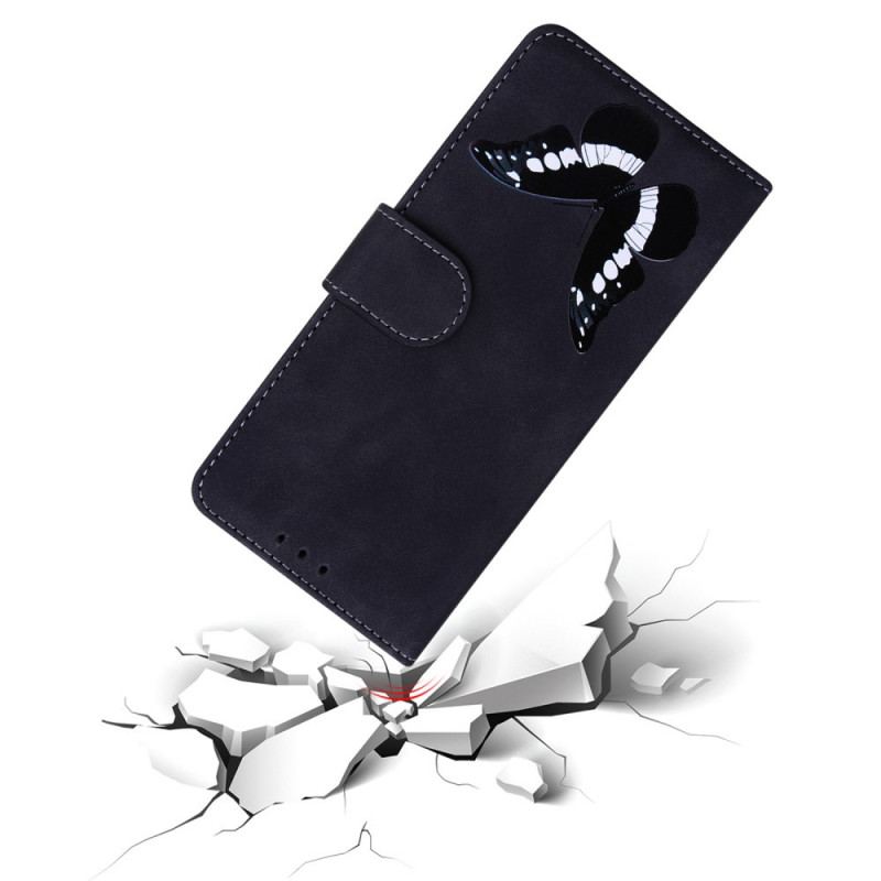 Capa Em Pele Para Google Pixel 6A Borboleta Unida