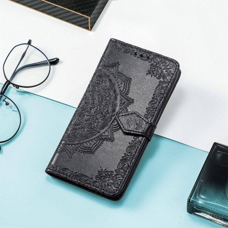 Capa Flip Para Google Pixel 6A De Cordão Mandala Do Sol Strappy