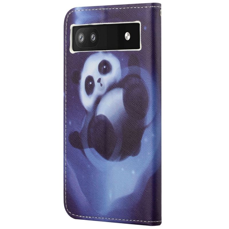 Capa Flip Para Google Pixel 6A De Cordão Strappy Space Panda