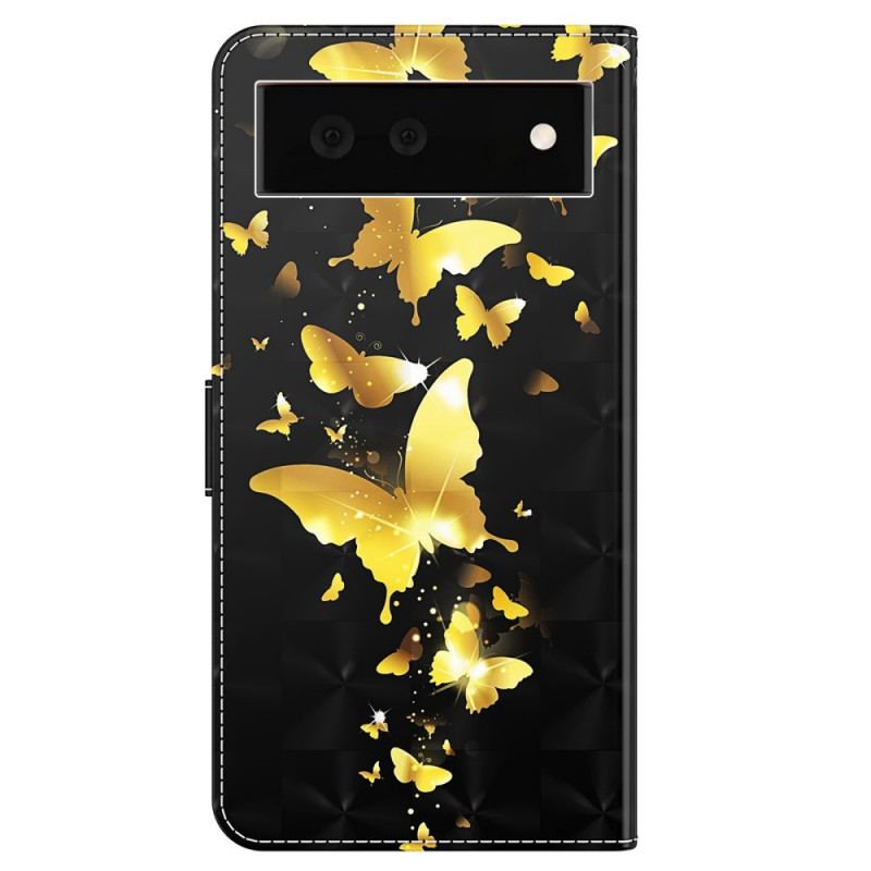 Capa Flip Para Google Pixel 6A De Cordão Voo De Borboletas Em Cordão
