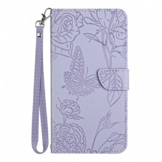 Capa Folio Para Google Pixel 6A De Cordão Borboletas Fio Dental Premium