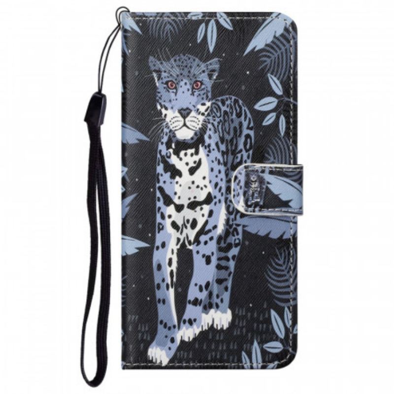 Capa Folio Para Google Pixel 6A De Cordão Leopardo Strappy