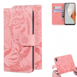 Capa Flip Para OnePlus Nord N100 Estampa Cara De Tigre