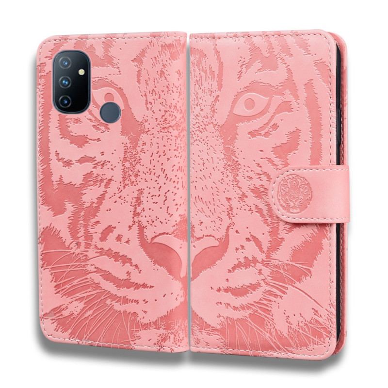 Capa Flip Para OnePlus Nord N100 Estampa Cara De Tigre