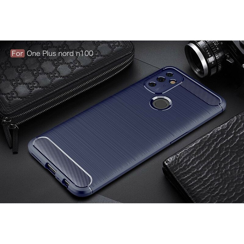 Capa Para OnePlus Nord N100 Fibra De Carbono Escovada