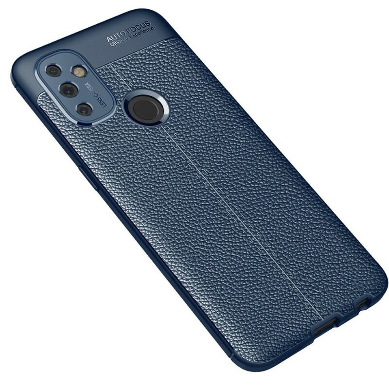 Capa Para OnePlus Nord N100 Linha Dupla Efeito Couro Litchi