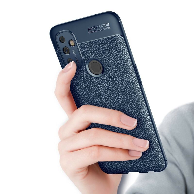 Capa Para OnePlus Nord N100 Linha Dupla Efeito Couro Litchi