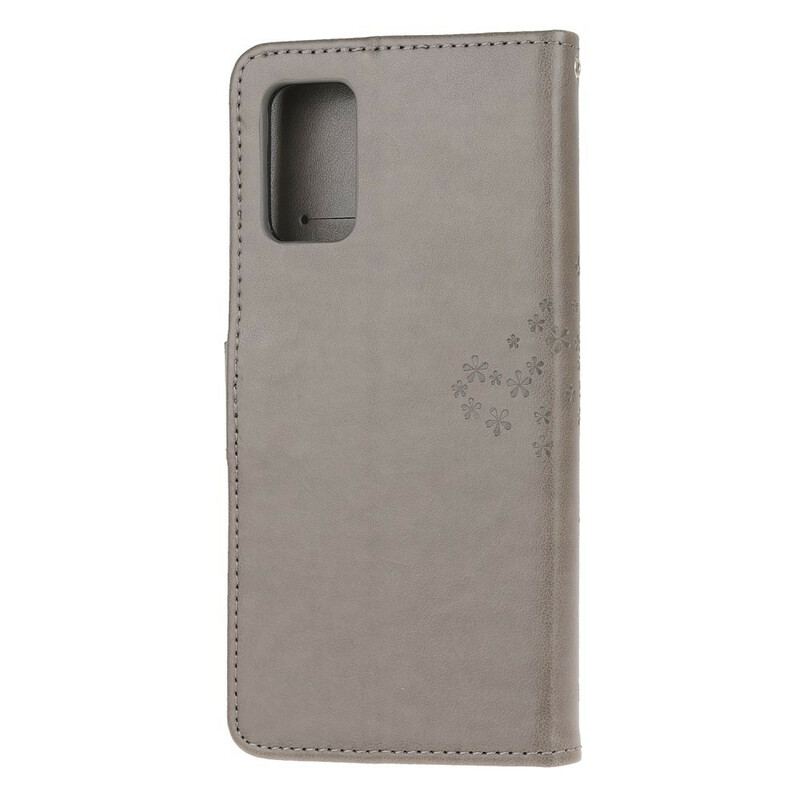 Capa De Couro Para Samsung Galaxy S20 FE De Cordão Tanga E Corujas