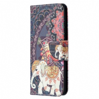 Capa De Couro Para Samsung Galaxy S20 FE Mandala De Elefantes Étnicos