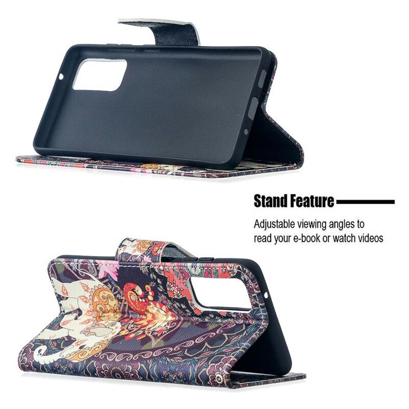 Capa De Couro Para Samsung Galaxy S20 FE Mandala De Elefantes Étnicos