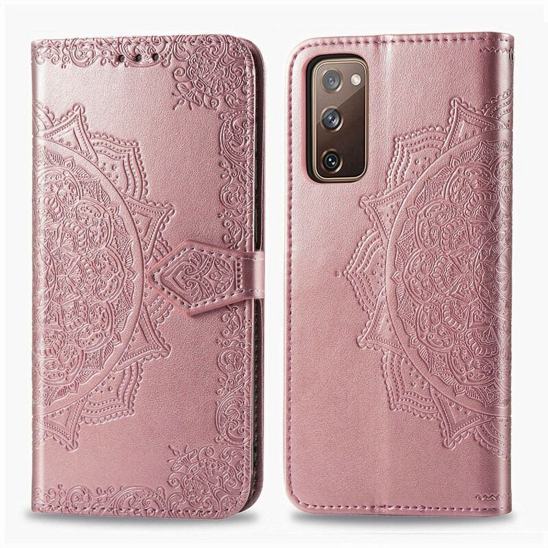 Capa De Couro Para Samsung Galaxy S20 FE Mandala Idade Média